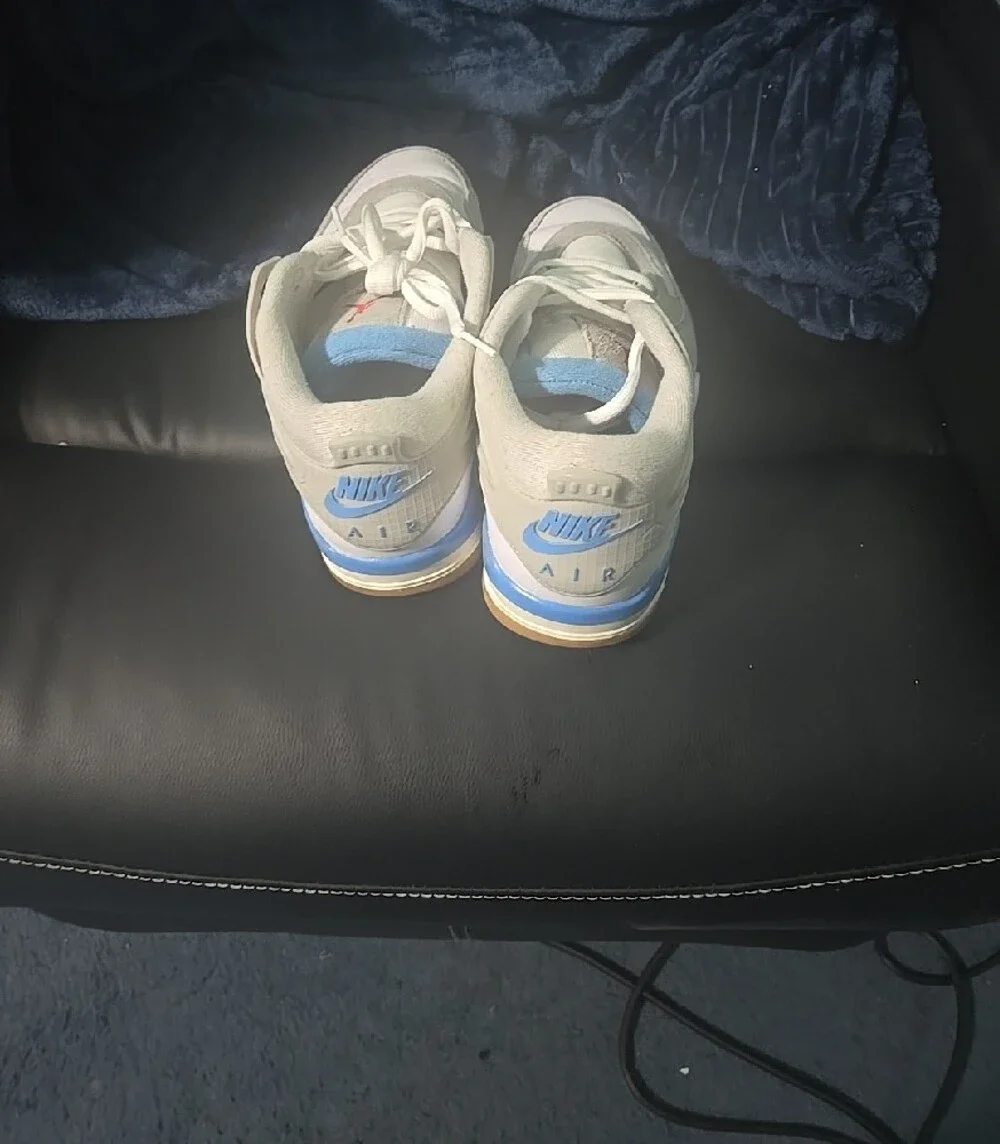 Mens White & Light Blue Athletic Sneakers